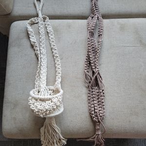 Handmade macrame hanging plant holders